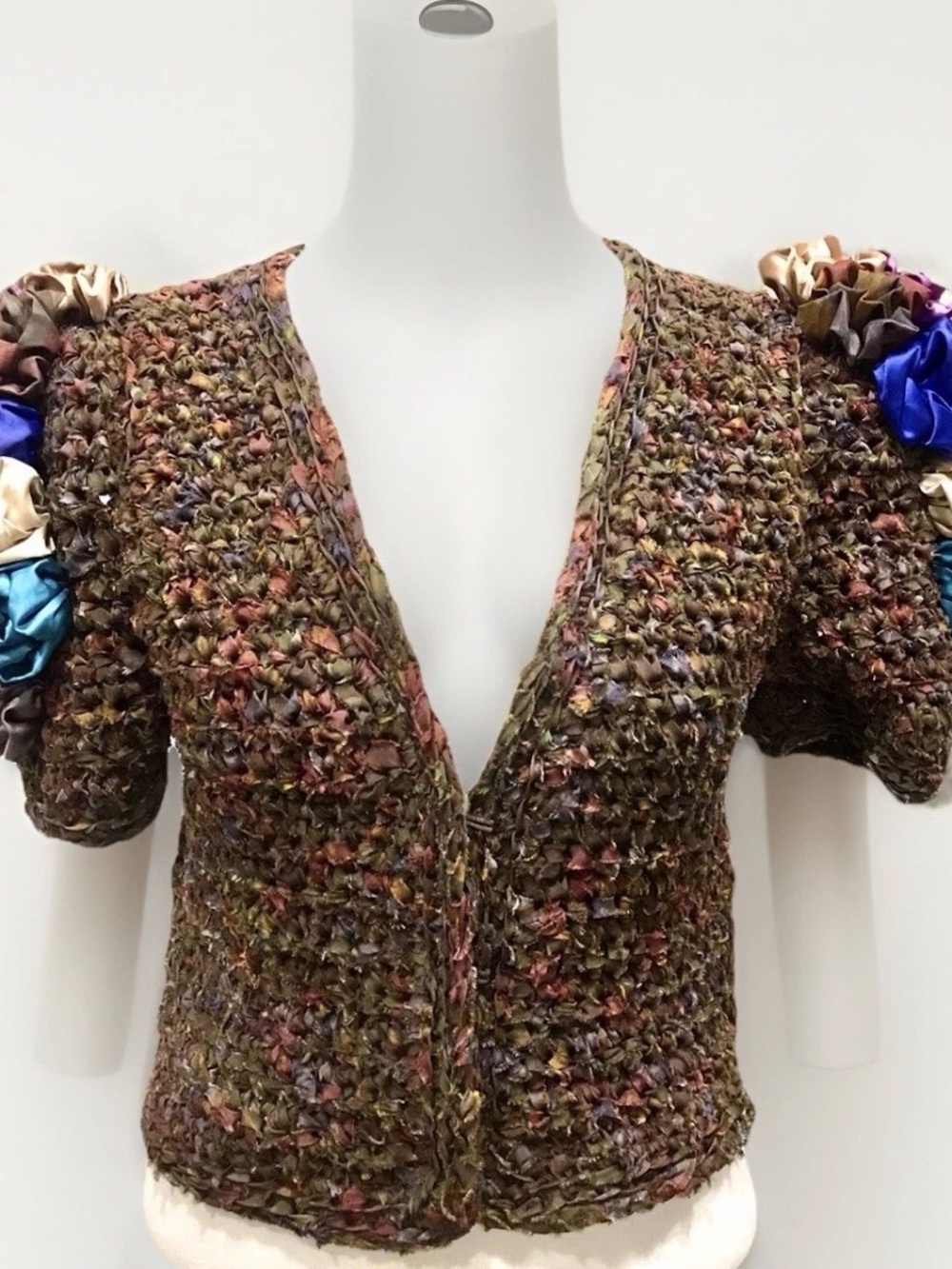 Vintage 80’s Estelle Gracer Fiber Artist Art-to-Wear Handwoven Cardigan Knit